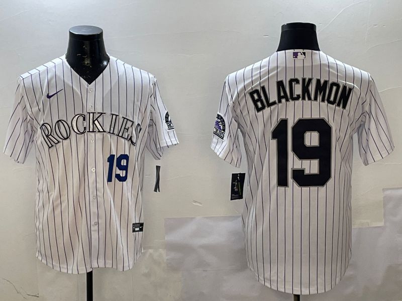 Men Colorado Rockies #19 Blackmon White Stripe Game 2025 Nike MLB Jersey style 2->colorado rockies->MLB Jersey